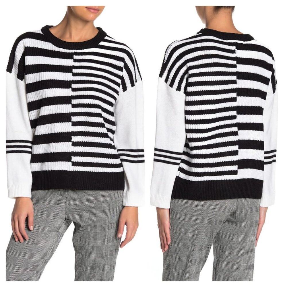 Catherine Malandrino Striped Knit Sweater Size Petite Medium New With Tag